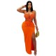 Women Fashion Sexy Solid Color Hollow-Out Halter-Neck Backless Dress