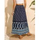 Women Fashion Casual Floral Printed Loose High Waist Skirt
