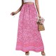 Women Fashion Casual Floral Printed Loose High Waist Skirt