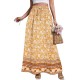 Women Fashion Casual Floral Printed Loose High Waist Skirt