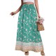 Women Fashion Casual Floral Printed Loose High Waist Skirt