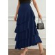 Women Fashion Casual Solid Color Ruffled High Waist Skirt