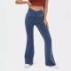 Women Fashion Casual High Waiste Stretch Flared Jeans