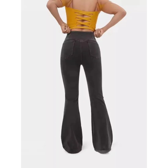 Women Fashion Casual High Waiste Stretch Flared Jeans