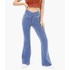 Women Fashion Casual High Waiste Stretch Flared Jeans