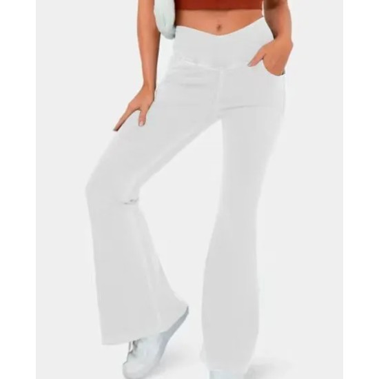 Women Fashion Casual High Waiste Stretch Flared Jeans