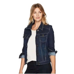 Women Fashion Casual Lapel Long-Sleeve Slim-Fit Denim Jacket