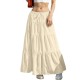 Women Fashion Casual Solid Color Drawstring Loose Skirts