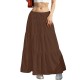 Women Fashion Casual Solid Color Drawstring Loose Skirts