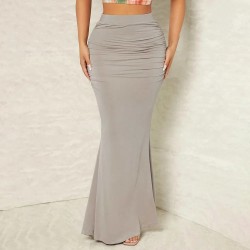 Women Fashion Sexy Solid Color Pleated High Waist Skirt