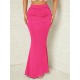 Women Fashion Sexy Solid Color Pleated High Waist Skirt
