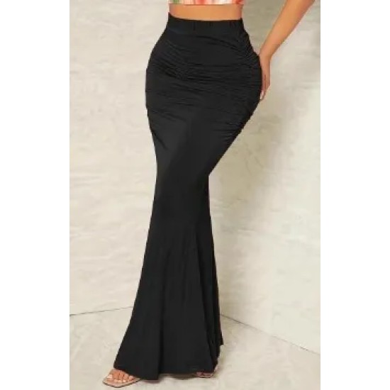 Women Fashion Sexy Solid Color Pleated High Waist Skirt