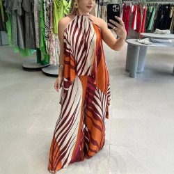 Summer Women Casual Print Top And Pants Two-Piece Set