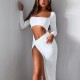 Spring And Autumn Women Sexy Street Fashion Cut Out Square Collar Slit Dress
