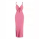 Summer Women Elegant Sexy Sleeveless Strap Backless Slim-Fit Solid Color Dress