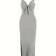 Summer Women Elegant Sexy Sleeveless Strap Backless Slim-Fit Solid Color Dress