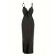 Summer Women Elegant Sexy Sleeveless Strap Backless Slim-Fit Solid Color Dress