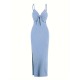 Summer Women Elegant Sexy Sleeveless Strap Backless Slim-Fit Solid Color Dress