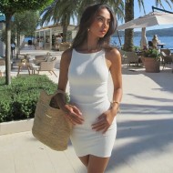 Women Summer Fashion Casual Solid Color Round Neck Sleeveless Short Dress