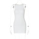 Women Summer Fashion Casual Solid Color Round Neck Sleeveless Short Dress
