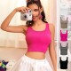 Sports Slim-Fit Solid Color Rib-Knit Women Solid Crop Tank Top