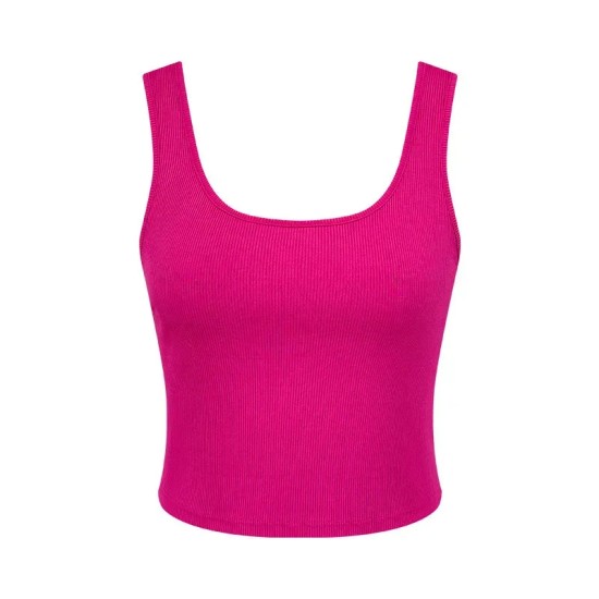 Sports Slim-Fit Solid Color Rib-Knit Women Solid Crop Tank Top
