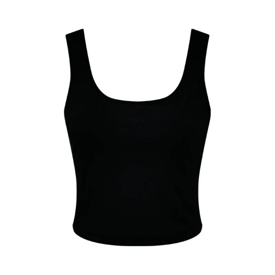 Sports Slim-Fit Solid Color Rib-Knit Women Solid Crop Tank Top