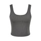 Sports Slim-Fit Solid Color Rib-Knit Women Solid Crop Tank Top