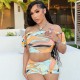 Women Sexy Multicolor Print Off-Shoulder Top And Shorts Two-Piece Set
