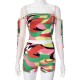 Women Sexy Multicolor Print Off-Shoulder Top And Shorts Two-Piece Set