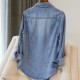 Women Fashion Casual Lapel Long-Sleeve Thin Loose Denim Coat