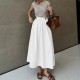 Women Fashion Casual Solid Color Cotton Linen Skirt