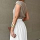 Women Fashion Casual Solid Color Cotton Linen Skirt