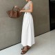 Women Fashion Casual Solid Color Cotton Linen Skirt