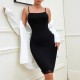 Solid Color Women Summer Tight Waist Slip Dress