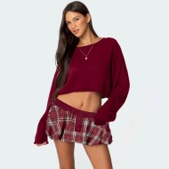 Women Fashion Sexy Plaid Buckle Skirt