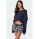 Women Fashion Sexy Plaid Buckle Skirt