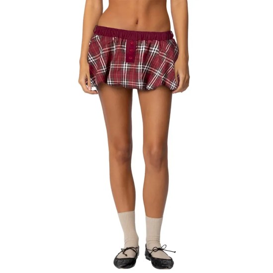 Women Fashion Sexy Plaid Buckle Skirt