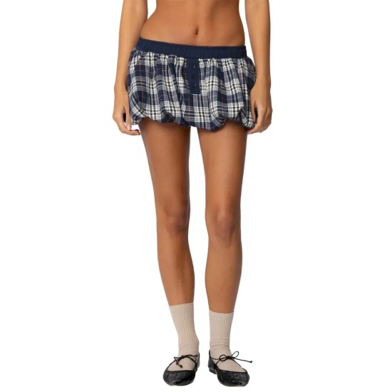 Women Fashion Sexy Plaid Buckle Skirt