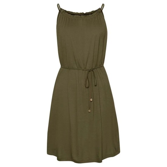 Casual Hot Sale Solid Color Lace-up Vacation Beach Sundress