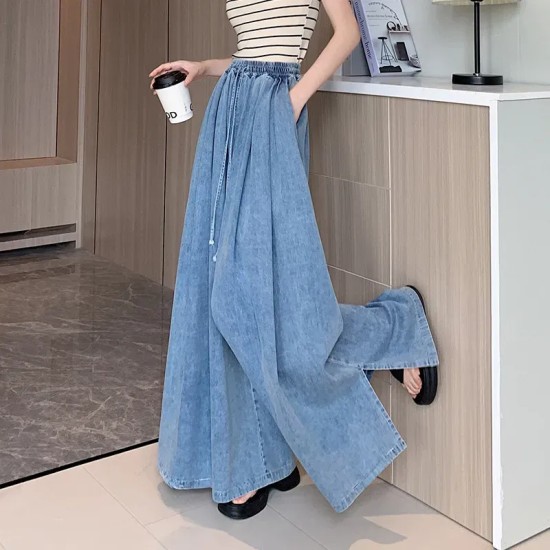 Women Fashion Casual Loose Wide Leg Jeans
