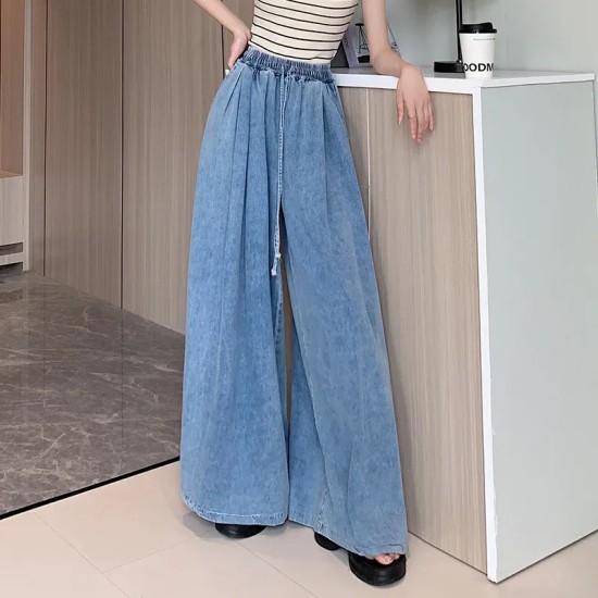 Women Fashion Casual Loose Wide Leg Jeans