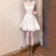 Women Fashion Elegant Lace Stitching Sleeveless Loose Dress