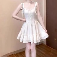 Women Fashion Elegant Lace Stitching Sleeveless Loose Dress