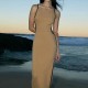 Women Sexy Elegant Hollow-Out Sleeveless Backless Lace-Up Slim-Fit Dress