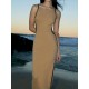 Women Sexy Elegant Hollow-Out Sleeveless Backless Lace-Up Slim-Fit Dress