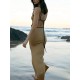 Women Sexy Elegant Hollow-Out Sleeveless Backless Lace-Up Slim-Fit Dress