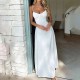 Women Elegant Lace-Up Solid Color Maxi Dress