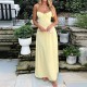 Women Elegant Lace-Up Solid Color Maxi Dress