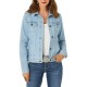 Women Fashion Casual Cotton Lapel Long-Sleeve Slim-Fit Denim Jacket
